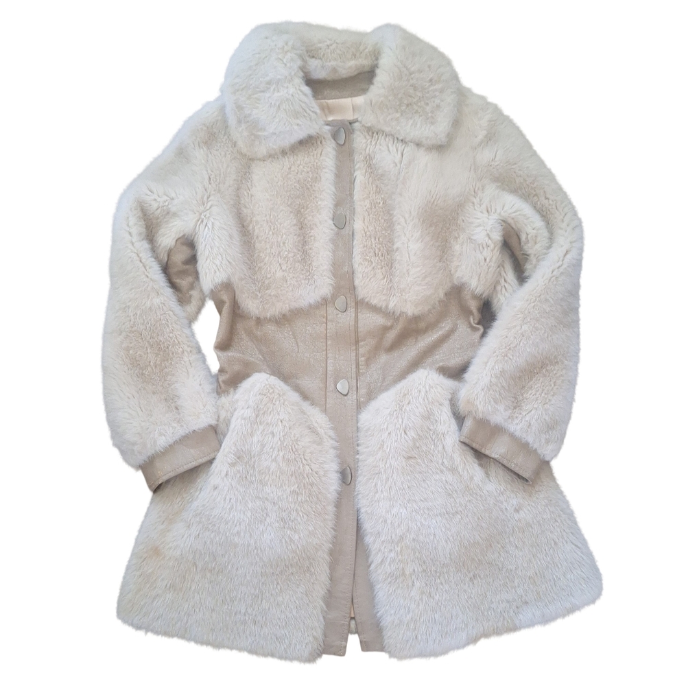 Vintage 60s 70s Penny Lane Faux Fur Winter Coat - Picture 4 of 11